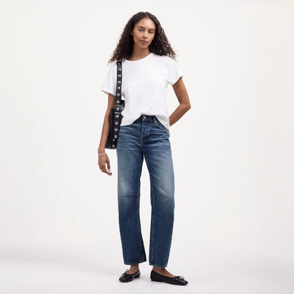 NWT Madewell Darted Barrel-Leg Jean in Irmo Wash